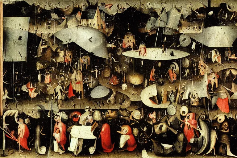 Image similar to wall street trading floor by hieronymus bosch