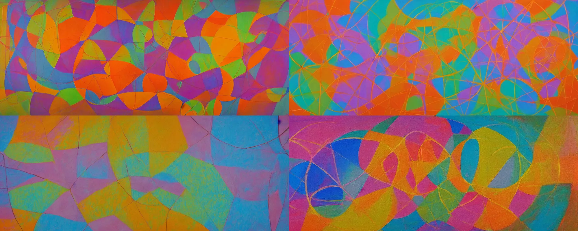 Prompt: An abstract painting depicting the difference between greed and generosity, pastel colours, vibrant, geodesic