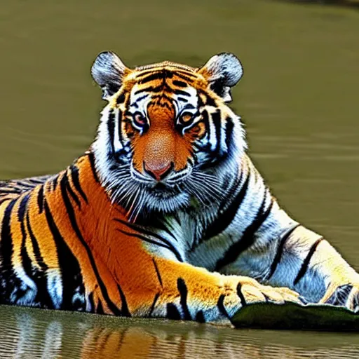 Image similar to a hybrid between a crocodile and tiger