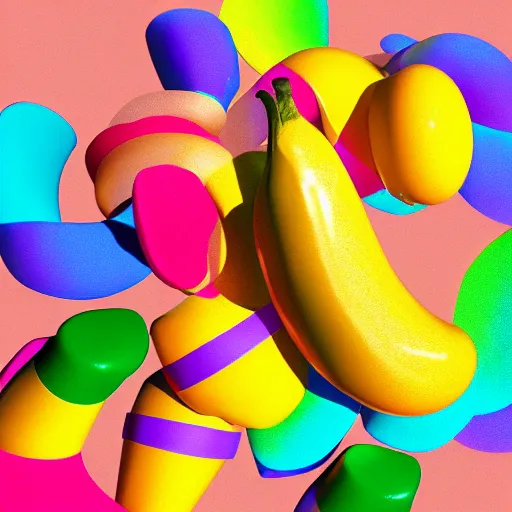 Image similar to 🍌🌈🤩, octane 3 d render