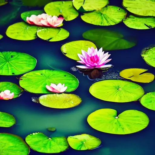 Prompt: pale face lying under the water, top down, closeup, water lilies, cinematic, shallow depth of field, atmospheric, ultra high detail, somber colors