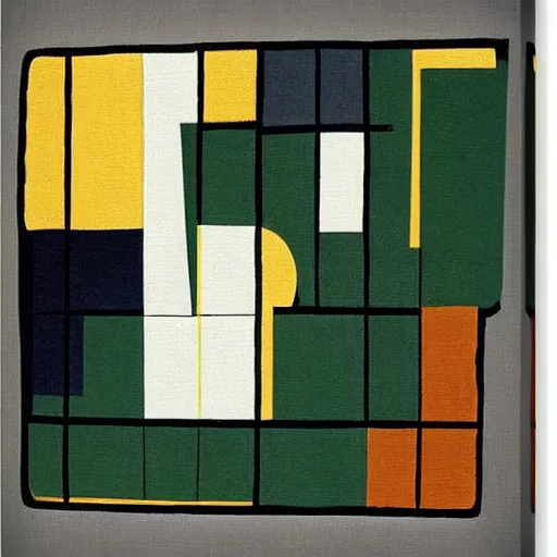 Image similar to abstract art of time based on 1 + 1 = 2 by le corbusier, very detailed flax canvas silk print