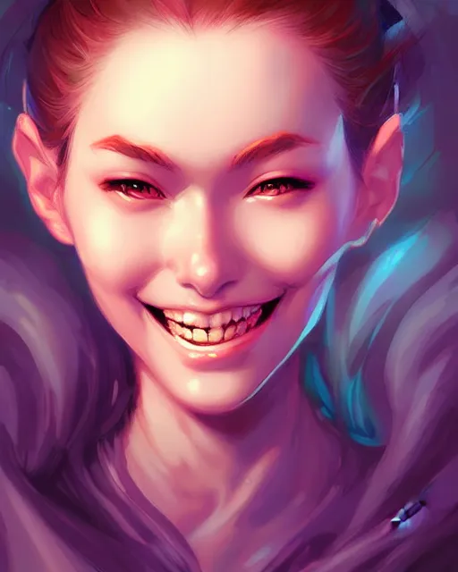 Image similar to digital art, fantasy portrait of smiling girl, by James Jean and by artgerm, by ross tran , ultradetailed, charachter design, concept art, trending on artstation,