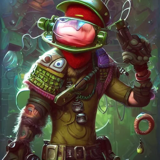 Image similar to biopunk teemo from league of legends, Pixar style, by Tristan Eaton Stanley Artgerm and Tom Bagshaw.