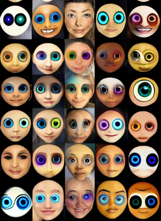 Image similar to diverse eyes!, centered dot pupil, round pupil, happy smiling human eye, round iris, 8 k, advanced art, art styles mix, from wikipedia, eye relections