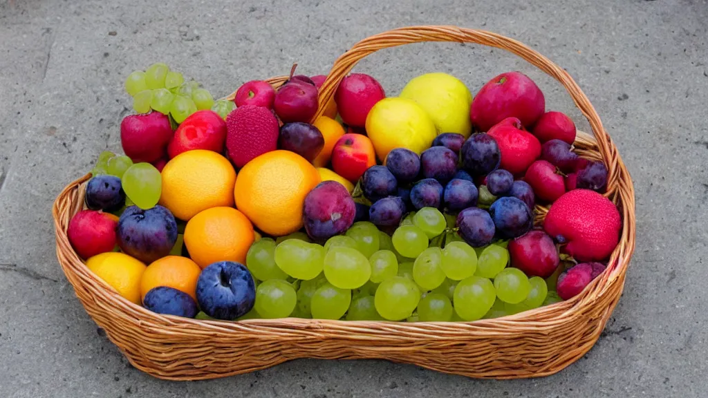 Prompt: a basket of fruites aperture f / 5