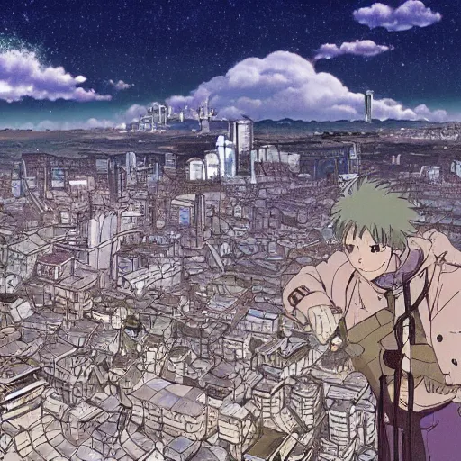 Prompt: city in the sky ， miyazaki style