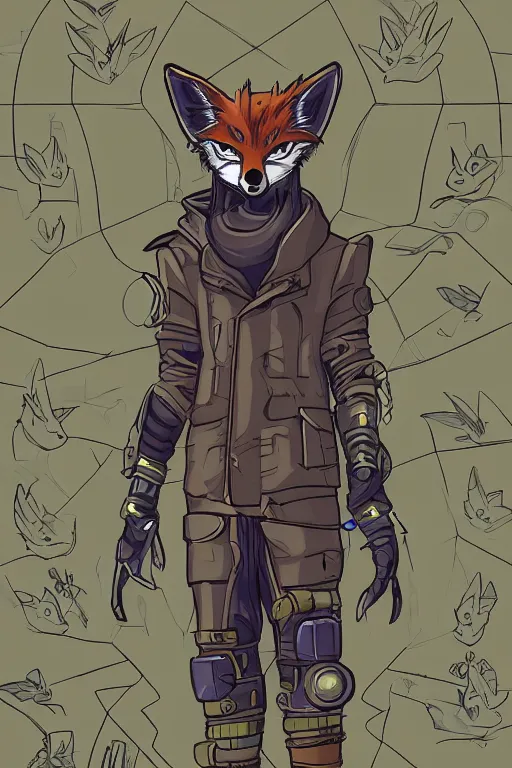 Image similar to a detailed illustration of an anthropomorphic fox cyberpunk tech - sorcerer, comic book style, trending on furaffinity