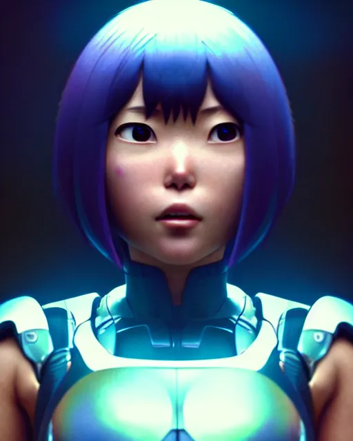 Image similar to weta disney pixar movie still portrait photo of motoko kusanagi the major ghost in the shell : : as cyborg woman by pixar : : by weta, wlop, ilya kuvshinov, rossdraws, artgerm, marvel, maxim cover, latex, octane render, sweaty, iridescent, bright morning, anime, octane render, 3 dcgi : :