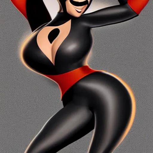 Image similar to kim kardashian as elastic girl from the incredibles, hypertealistic