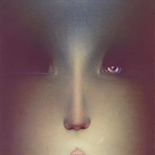 Image similar to beksinski, zdzisław - her eyes wide, oil on canvas