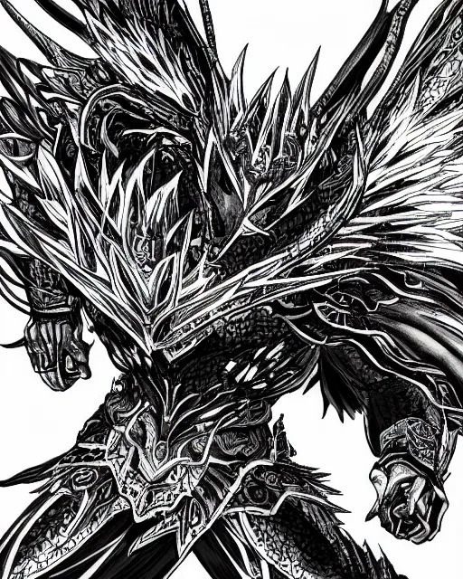 Image similar to A phoenix, black and white, epic, highly detailed, close-up, fantasy art, dragon art, in the style of masami kurumada, illustration, epic, fantasy, intricate, hyper detailed, artstation, concept art, smooth, sharp focus, ray tracing