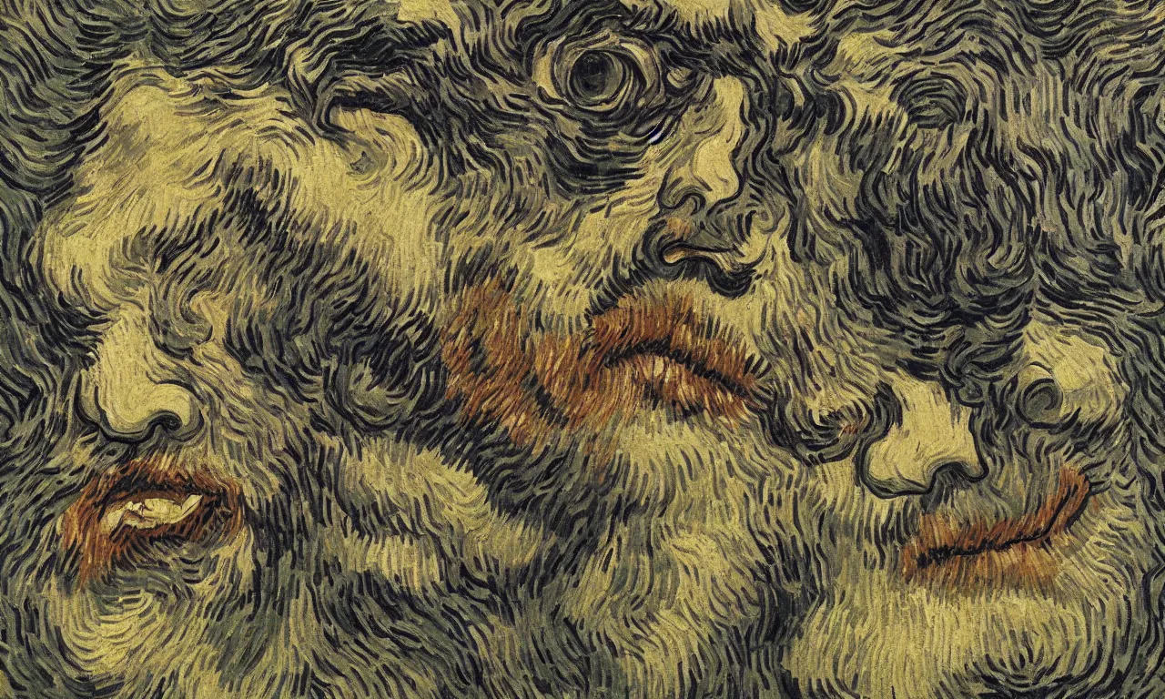 Image similar to angry stone giant. van gogh, tooth wu