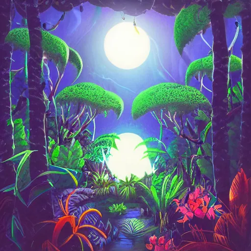 Prompt: moonglow jungle