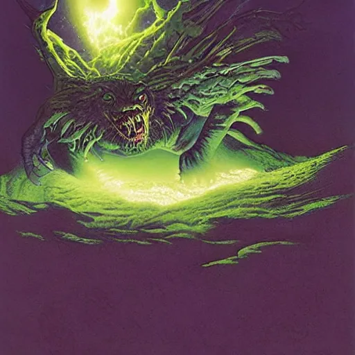 Image similar to tornado creature with bright glowing eyes, fluid, smooth, organic, crazy, high contrast, sharpness, dramatic, by greg rutkowski and siudmak and richard corben and moebius