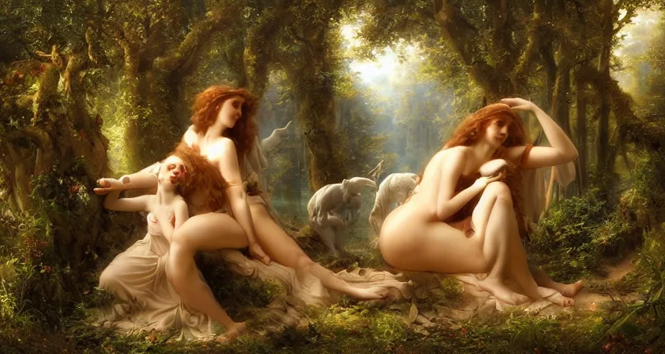 Prompt: Enchanted and magic forest, by Guillaume Seignac