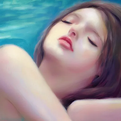 Prompt: young girl sleeping summer art drawn in art style of WLOP full HD 4K highest quality realistic beautiful gorgeous natural WLOP artist painting