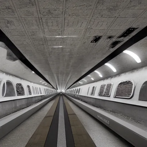 Image similar to martian subway station,