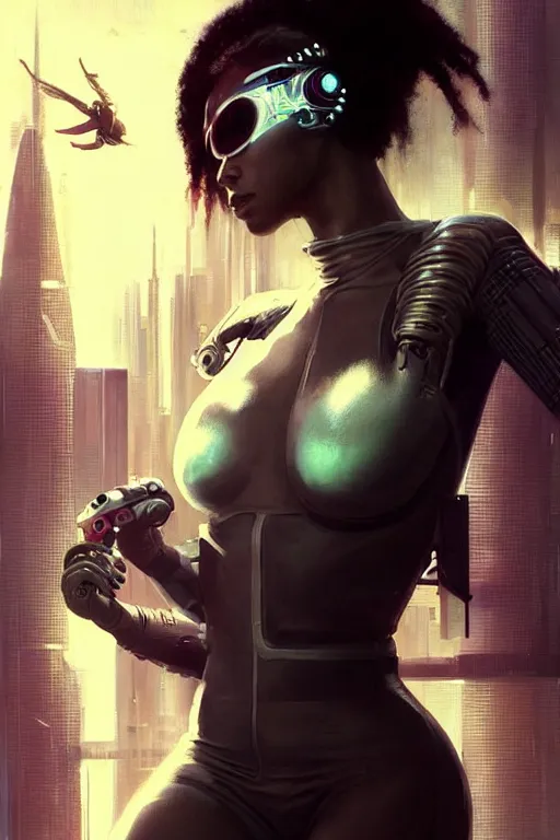 Image similar to cyberpunk Normani as aeon flux profile picture by Greg Rutkowski, social science fiction, biopunk, allegory, dystopian fiction, spy fiction, psychological drama, postmodern visual, psychedelic imagery and Gnostic symbolism, avant-garde, dynamic pose, intricate, futuristic, fantasy, elegant, by Stanley Artgerm Lau, greg rutkowski, thomas kindkade, alphonse mucha, loish, norman Rockwell,