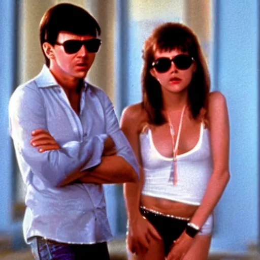 Prompt: a still from the film Risky Business 1983