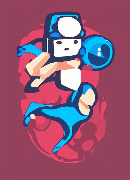 Image similar to a cute action hero diving, digital art, iconic icon, 2 d vector logo, cartoon