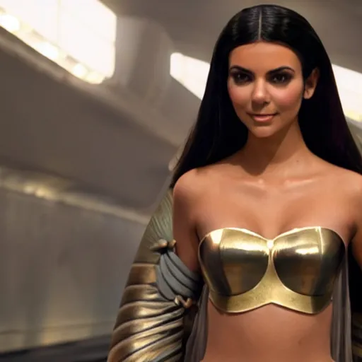 Image similar to victoria justice with kim kardashian body as princess padme in star wars episode 3, 8 k resolution, cinematic lighting, anatomically correct