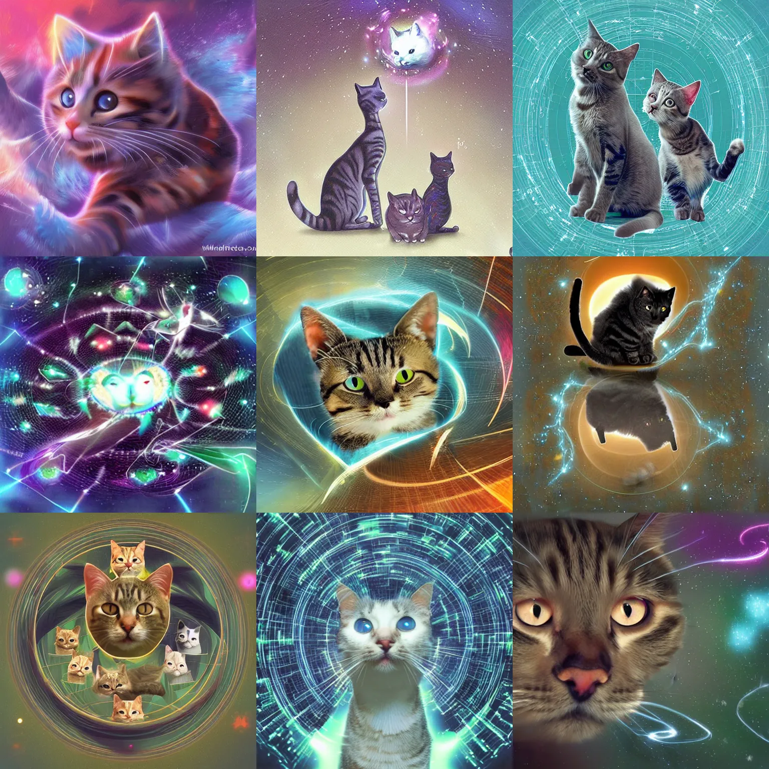 Prompt: strange attractor, but with cats in cyberspace, fantasy