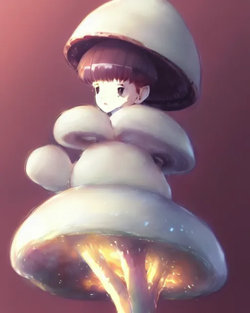 Prompt: a cute thicc mushroom creature animal, by makoto shinkai an krenz cushart