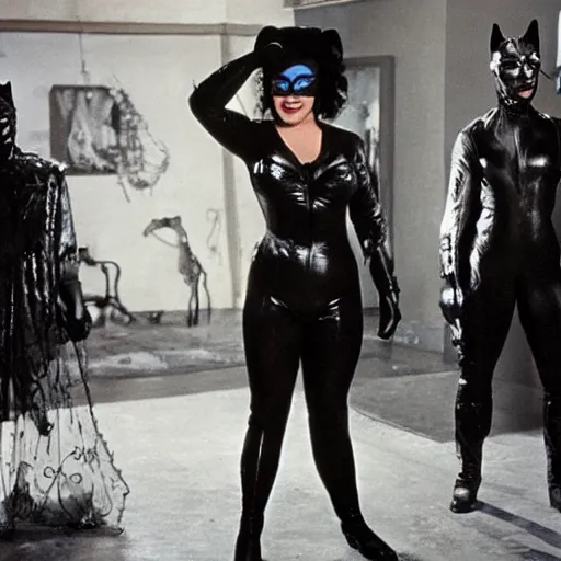 Image similar to roseanne barr as catwoman, movie still