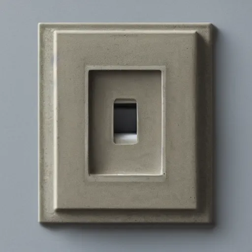 Image similar to a cast concrete light switch. Plain white background