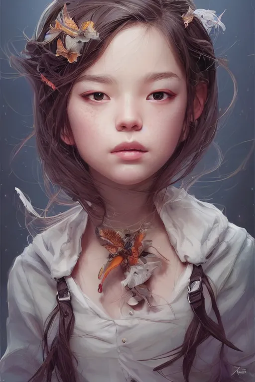 Image similar to very cute girl portrait, highly detailed eyes, intricate details, by artgerm, tooth wu, dan mumford, beeple, wlop, rossdraws, james jean, marc simonetti, artstation giuseppe dangelico pino and michael garmash and rob rey and greg manchess and huang guangjian and makoto shinkai