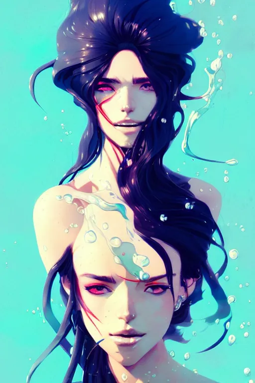 Prompt: a ultradetailed beautiful panting of a stylish woman with hair made out of water, by conrad roset, greg rutkowski and makoto shinkai trending on artstation
