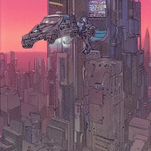 Image similar to Ghost in the machine by Moebius, cyberpunk, masterpiece