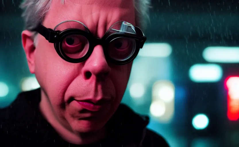 Prompt: cinestill 5 0 d candid photographic portrait by david cronenberg of todd solondz, modern cyberpunk moody emotional cinematic, closeup, pouring rain menacing lights shadows, 8 k, hd, high resolution, 3 5 mm, f / 3 2, ultra realistic faces, ex machina