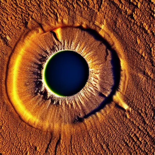 Prompt: landscape photo of a desert that looks like macro detail of an eye