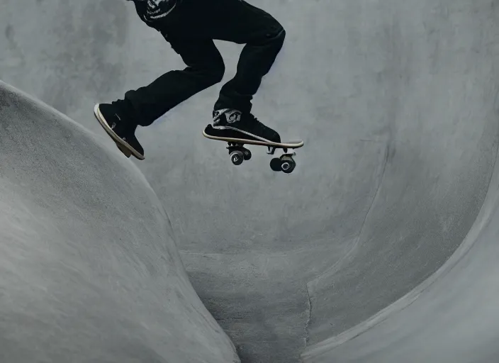 Image similar to photo still of a skateboarder performing a mute air grab, 8 k, bright ambient lighting key light, 8 5 mm f 1. 8