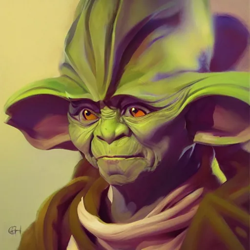 Image similar to greg manchess portrait painting of evil yoda as overwatch character, medium shot, asymmetrical, profile picture, organic painting, sunny day, matte painting, bold shapes, hard edges, street art, trending on artstation, by huang guangjian and gil elvgren and sachin teng