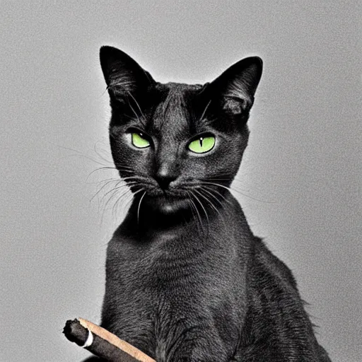 Image similar to a cat smoking a cigar