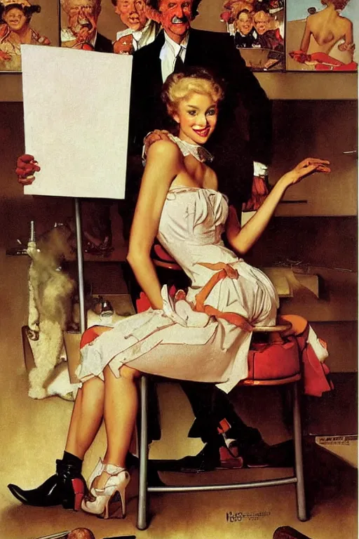 Image similar to bob ross artwork by norman rockwell, j. c. leyendecker, gil elvgren