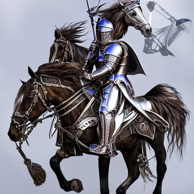 Image similar to beautiful!! knight anne stokes highly detailed 8 k hdr smooth sharp focus high resolution award - winning photo photorealistic chrome reflect