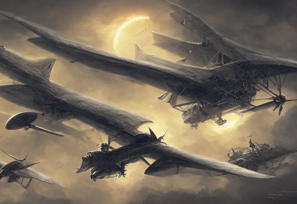 Image similar to a fantasy aircraft, epic fantasy, detailed, intricate, elegant, digital painting, concept art, smooth, focus, rim light