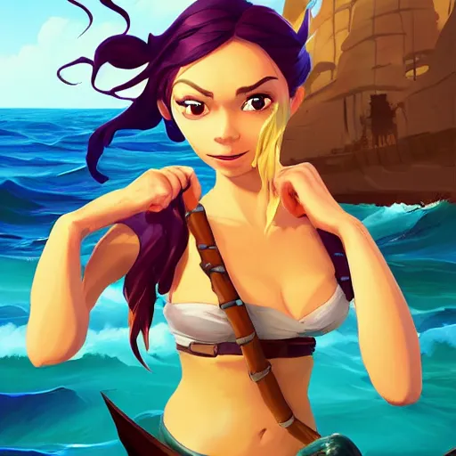 Image similar to painting jack the pirate mermaid on sea of thieves game avatar hero smooth face median photoshop filter cutout vector behance hd by jesper ejsing, by rhads, makoto shinkai and lois van baarle, ilya kuvshinov, rossdraws, illustration, art by ilya kuvshinov and gustav klimt