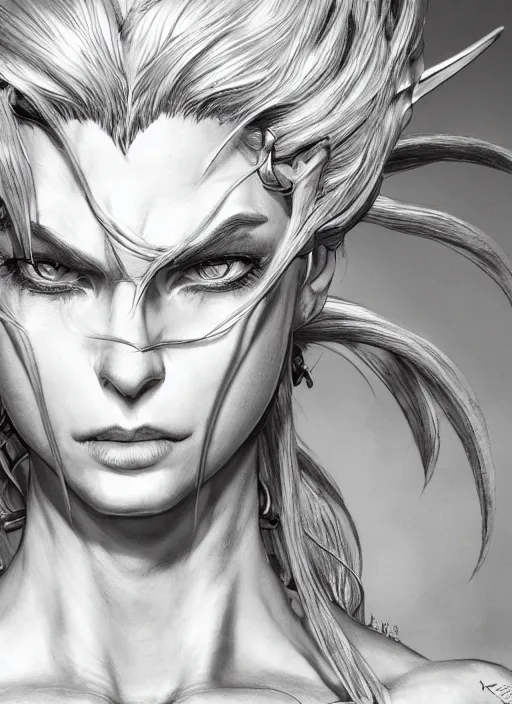 Image similar to close up portrait of a beautiful draenei, powerful, domineering, stoic, masterful, intense, ultrafine hyperdetailed illustration by kim jung gi, irakli nadar, intricate linework, sharp focus, octopath traveler, yoji shinkawa, highly rendered, detailed, concept art