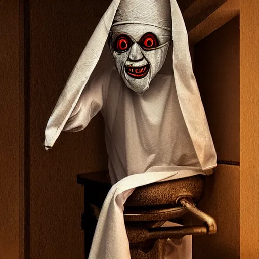 Image similar to detailed photorealistic a pocong in bathroom. in the style of horror photograph