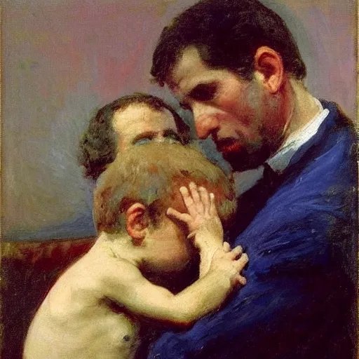 Image similar to joe biden devouring his son, by ilya repin, oil on canvas, 1 8 8 3