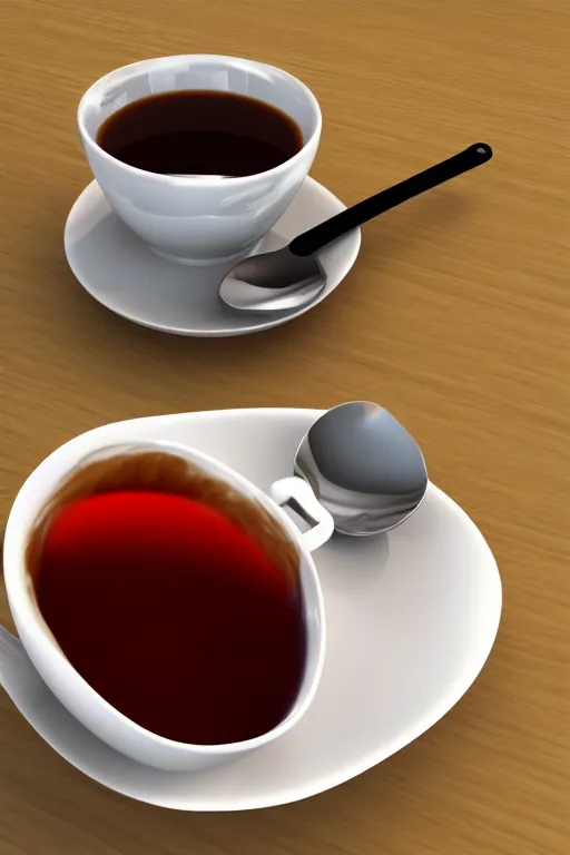 Image similar to spoon inside a cup of tea non realistic render blender 3 d