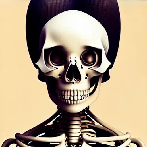 Image similar to anime manga skull portrait young woman skeleton, miffy, unreal engine, intricate, elegant, highly detailed, digital art, art by JC Leyendecker and sachin teng