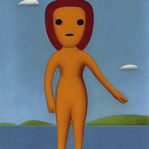 Prompt: abaporu by tarsila do amaral but the foot is wearing shoes.