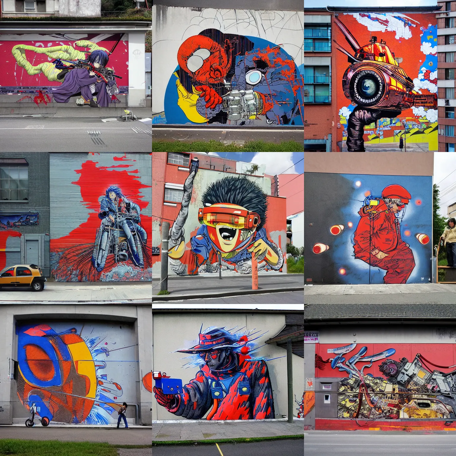 Prompt: street art painted by otomo