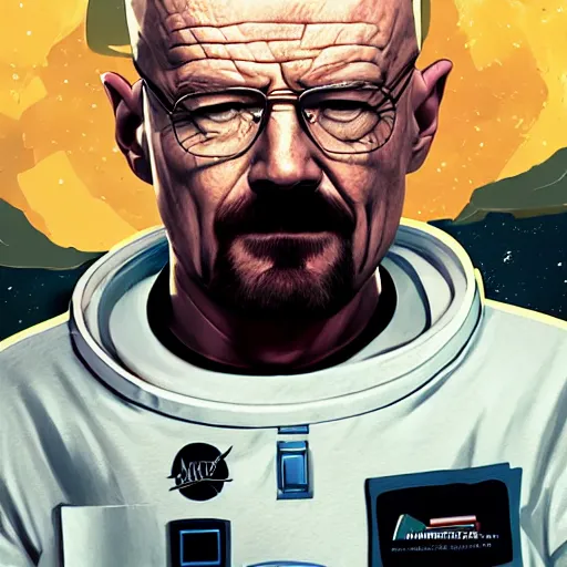 Image similar to Walter white from breaking bad, wearing an astronaut suit in space, dynamic lighting, photorealistic concept art, stunning visuals, creative, cinematic, ultra detailed, trending on art station, detailed